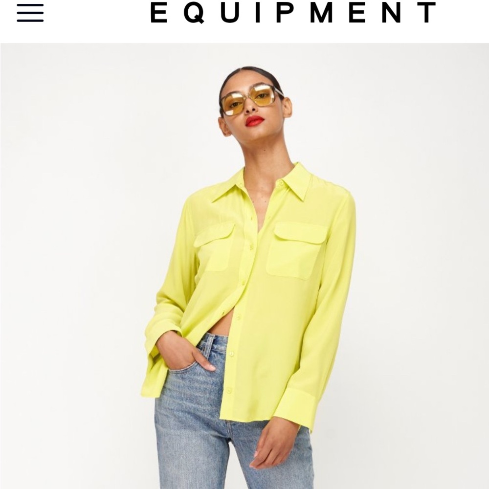 Equipment 100% silk Yellow Button-Up blouse